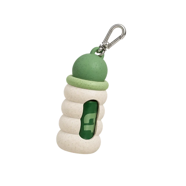A speckled green and cream bag holder