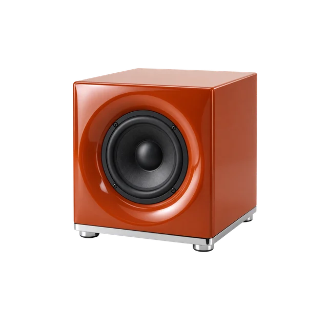 A glossy orange speaker